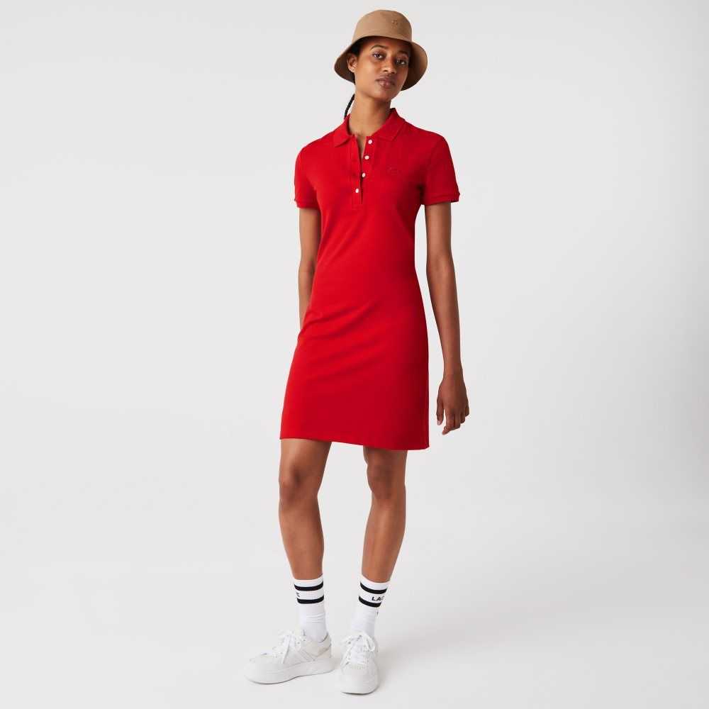 Lacoste Stretch Cotton Pique Polo Dress Red | CPE-302958