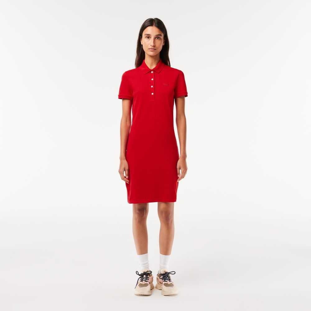 Lacoste Stretch Cotton Pique Polo Dress Red | CPE-302958