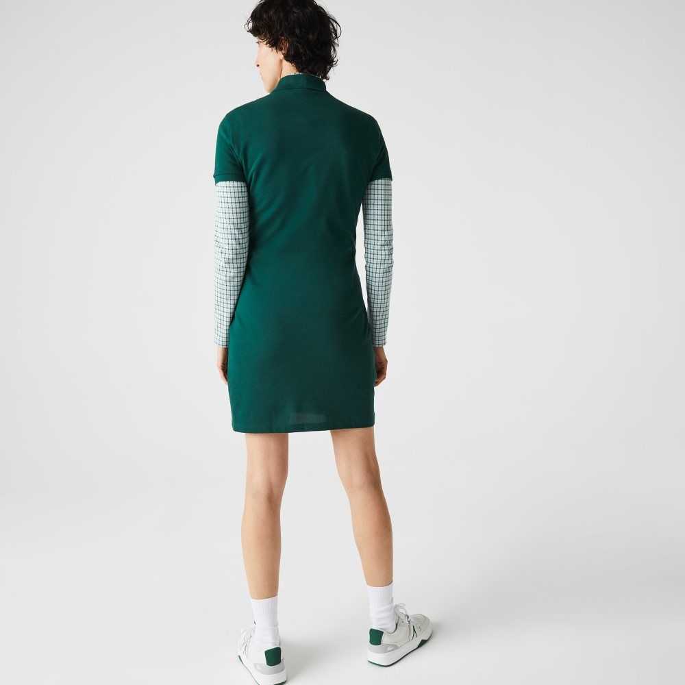 Lacoste Stretch Cotton Pique Polo Dress Green | TQO-645713