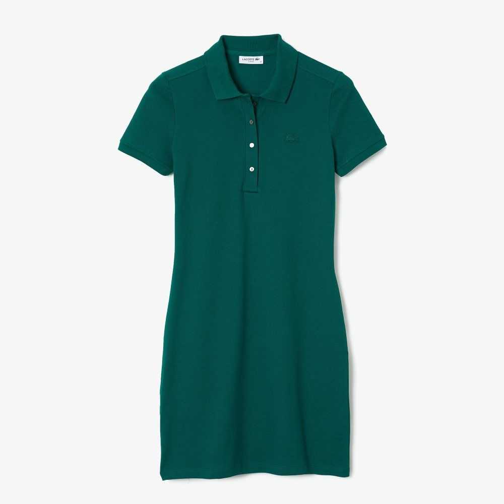 Lacoste Stretch Cotton Pique Polo Dress Green | TQO-645713