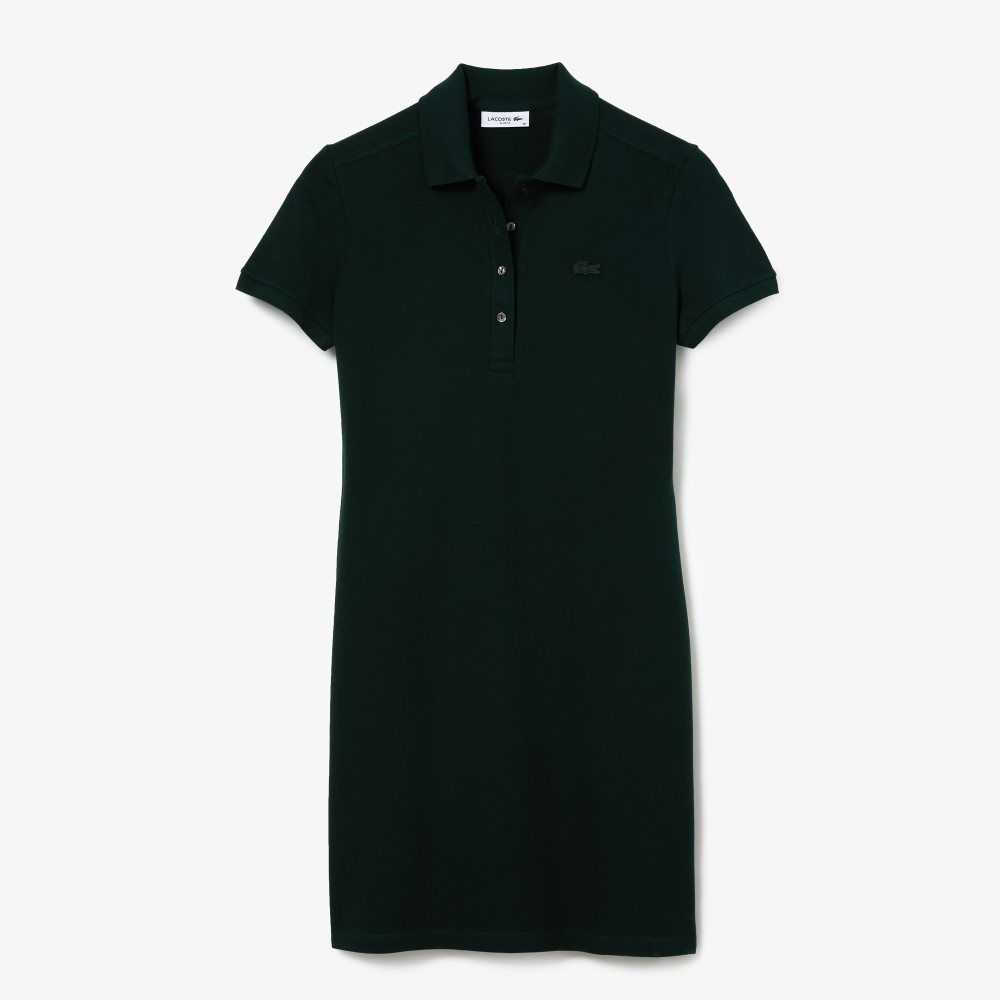 Lacoste Stretch Cotton Pique Polo Dress Green | UKC-621430