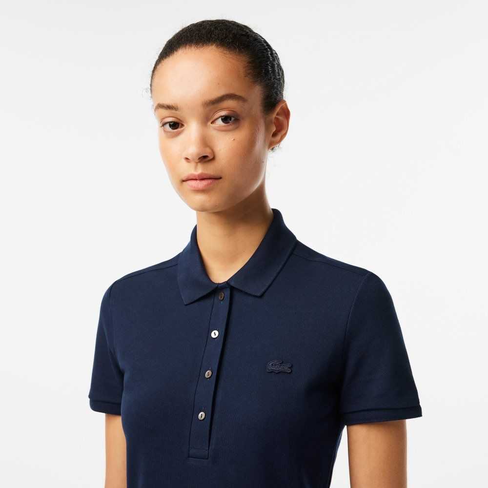 Lacoste Stretch Cotton Pique Polo Dress Navy Blue | ZPW-598120