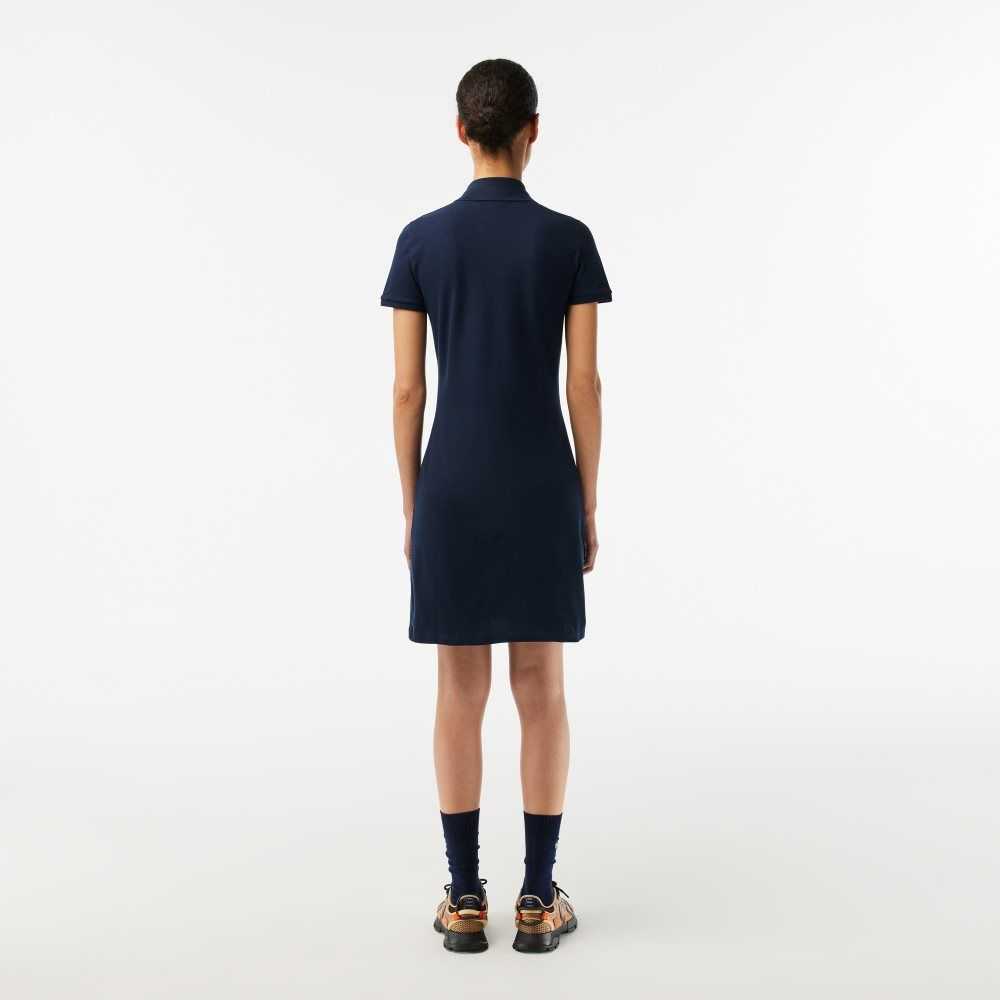 Lacoste Stretch Cotton Pique Polo Dress Navy Blue | ZPW-598120