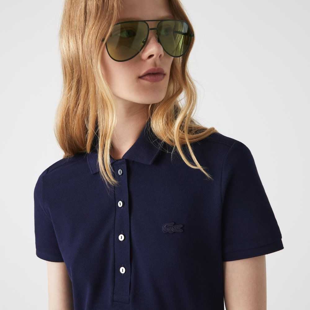 Lacoste Stretch Cotton Pique Polo Dress Navy Blue | ZPW-598120