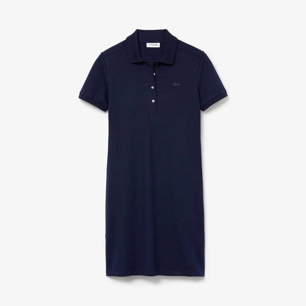 Lacoste Stretch Cotton Pique Polo Dress Navy Blue | ZPW-598120