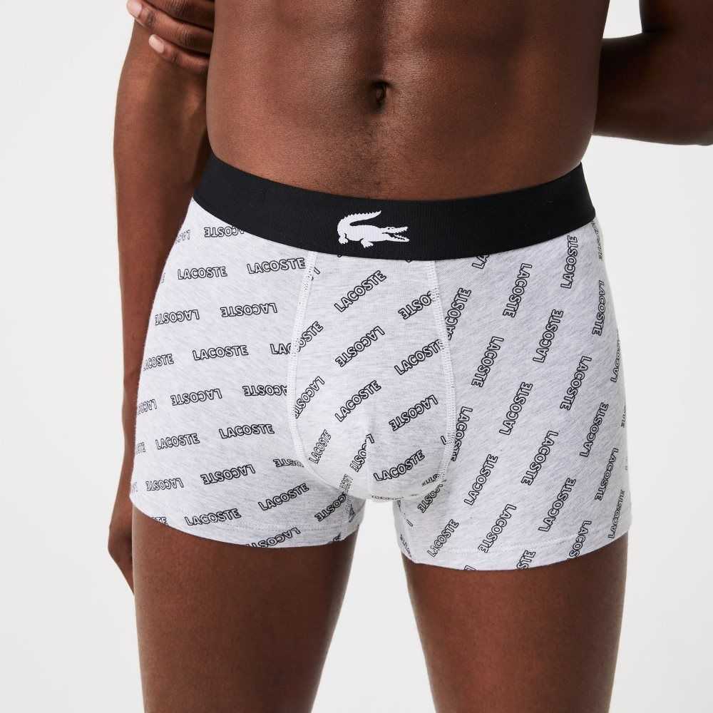 Lacoste Stretch Cotton Trunk 3-Pack Black / Grey Chine / White | WFJ-802536