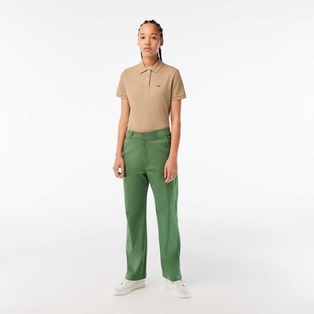 Lacoste Stretch Gabardine Pants Khaki Green | BLX-782403