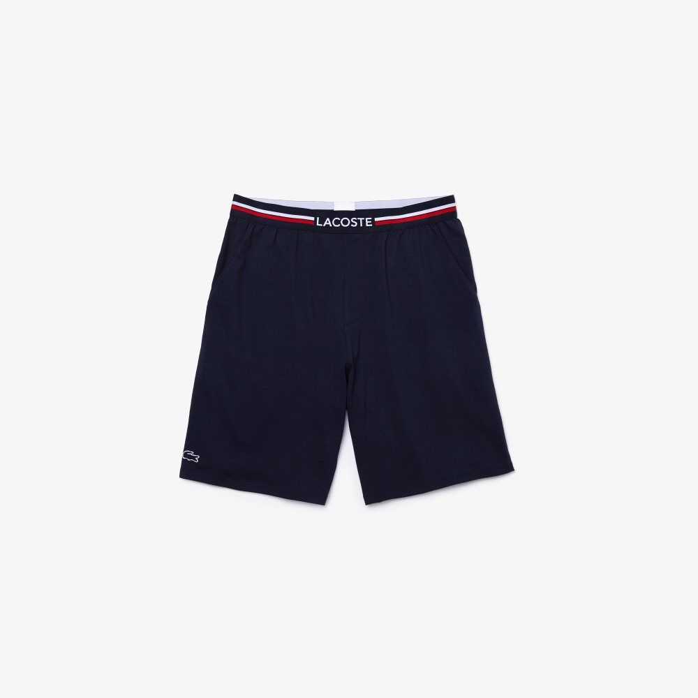 Lacoste Striped-Waist Long Boxer Briefs Navy Blue | TSO-572809