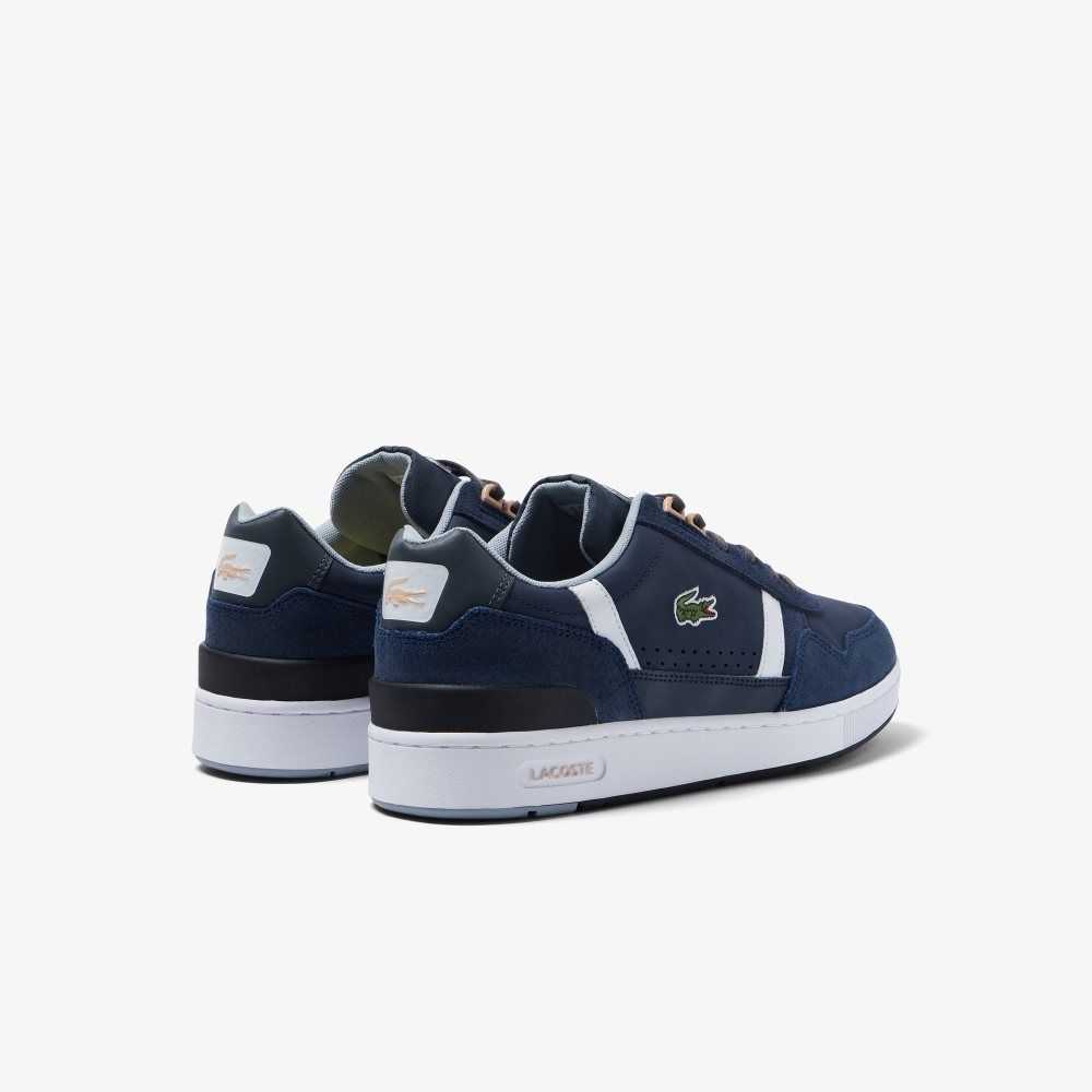 Lacoste T-Clip Leather and Suede Sneakers Nvy/Wht | UQM-892476