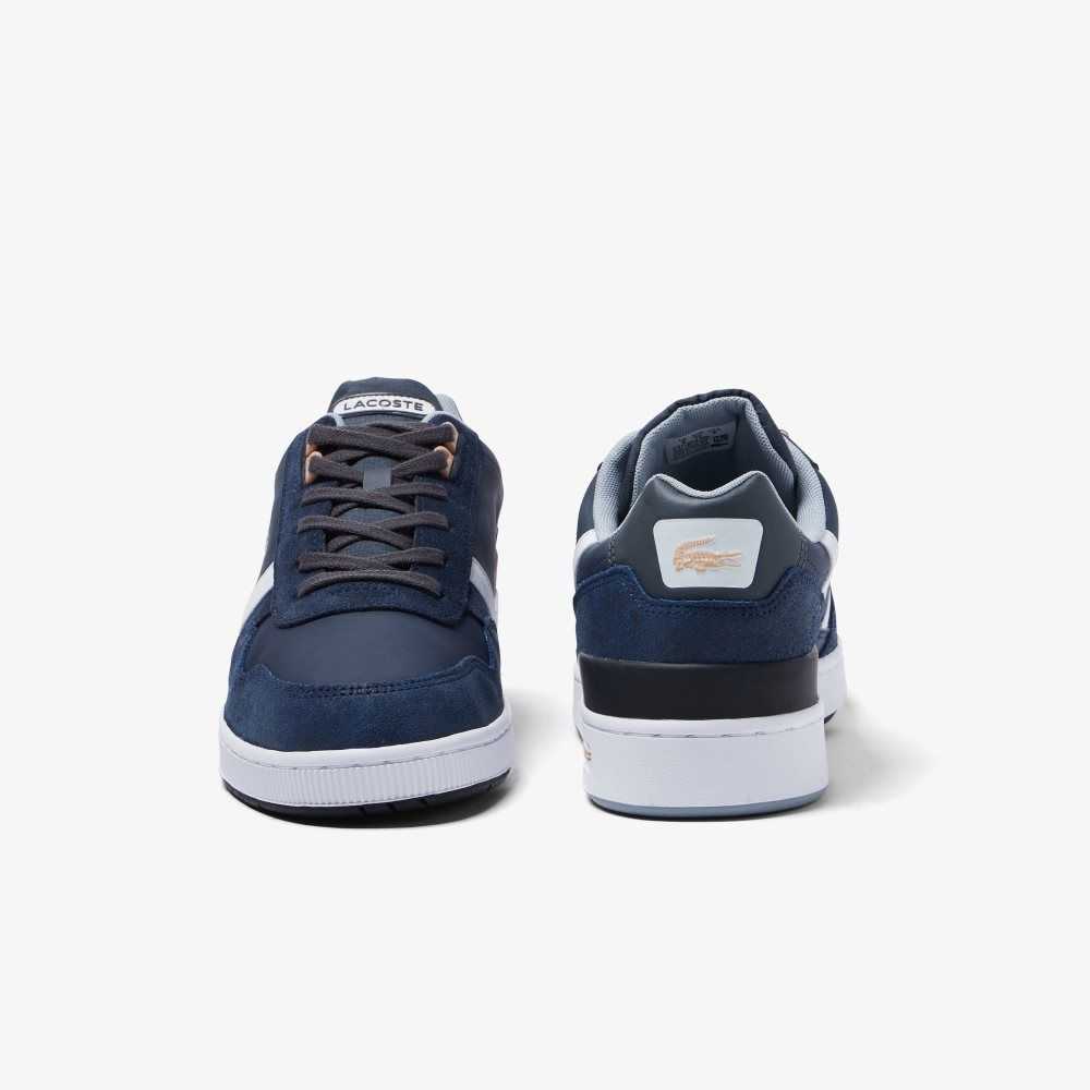 Lacoste T-Clip Leather and Suede Sneakers Nvy/Wht | UQM-892476