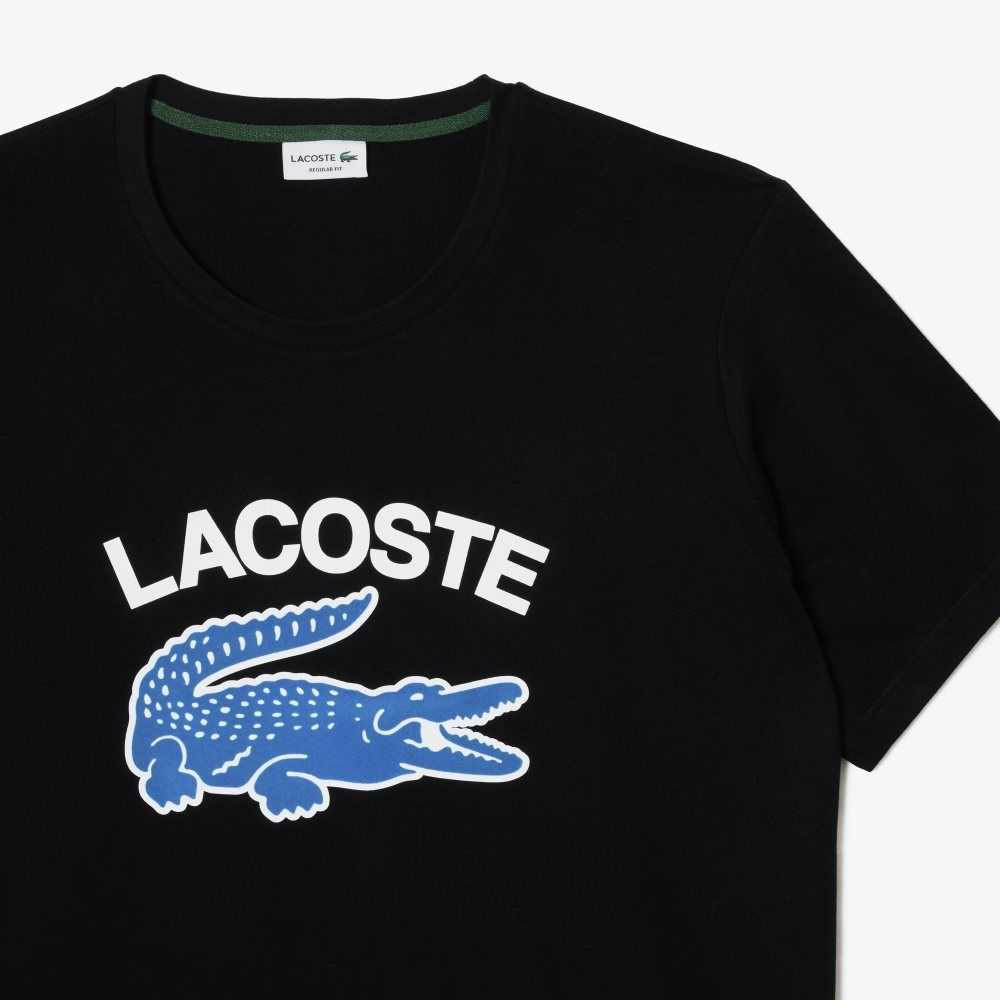 Lacoste Tall Fit Contrast Logo T-Shirt Black | ZAF-187296