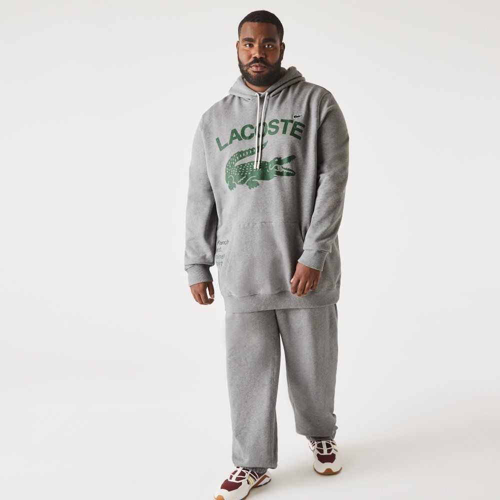 Lacoste Tall Fit Cotton Fleece Hoodie Grey Chine | TWZ-037918