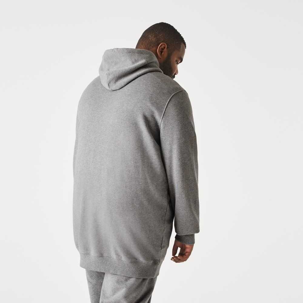 Lacoste Tall Fit Cotton Fleece Hoodie Grey Chine | TWZ-037918