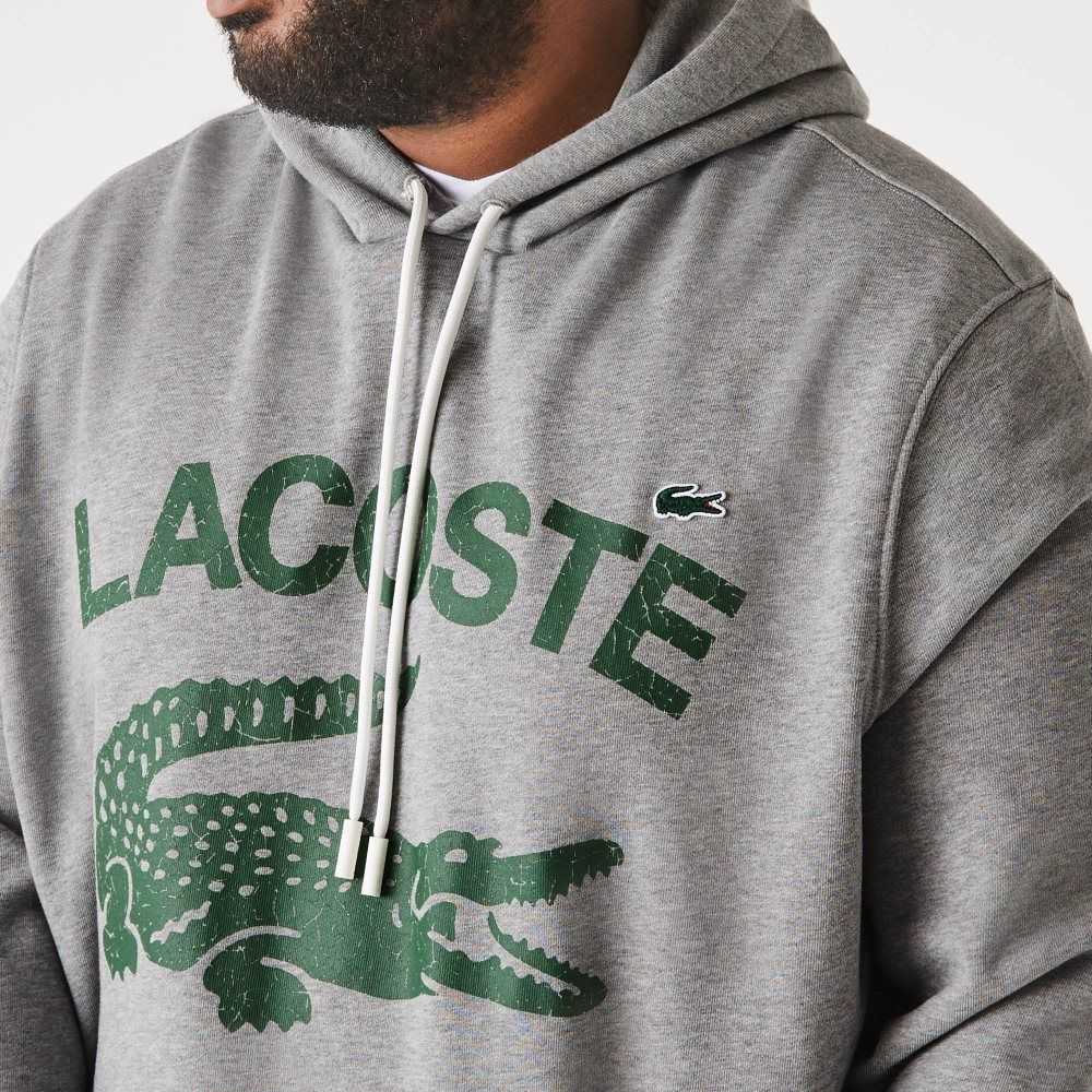 Lacoste Tall Fit Cotton Fleece Hoodie Grey Chine | TWZ-037918