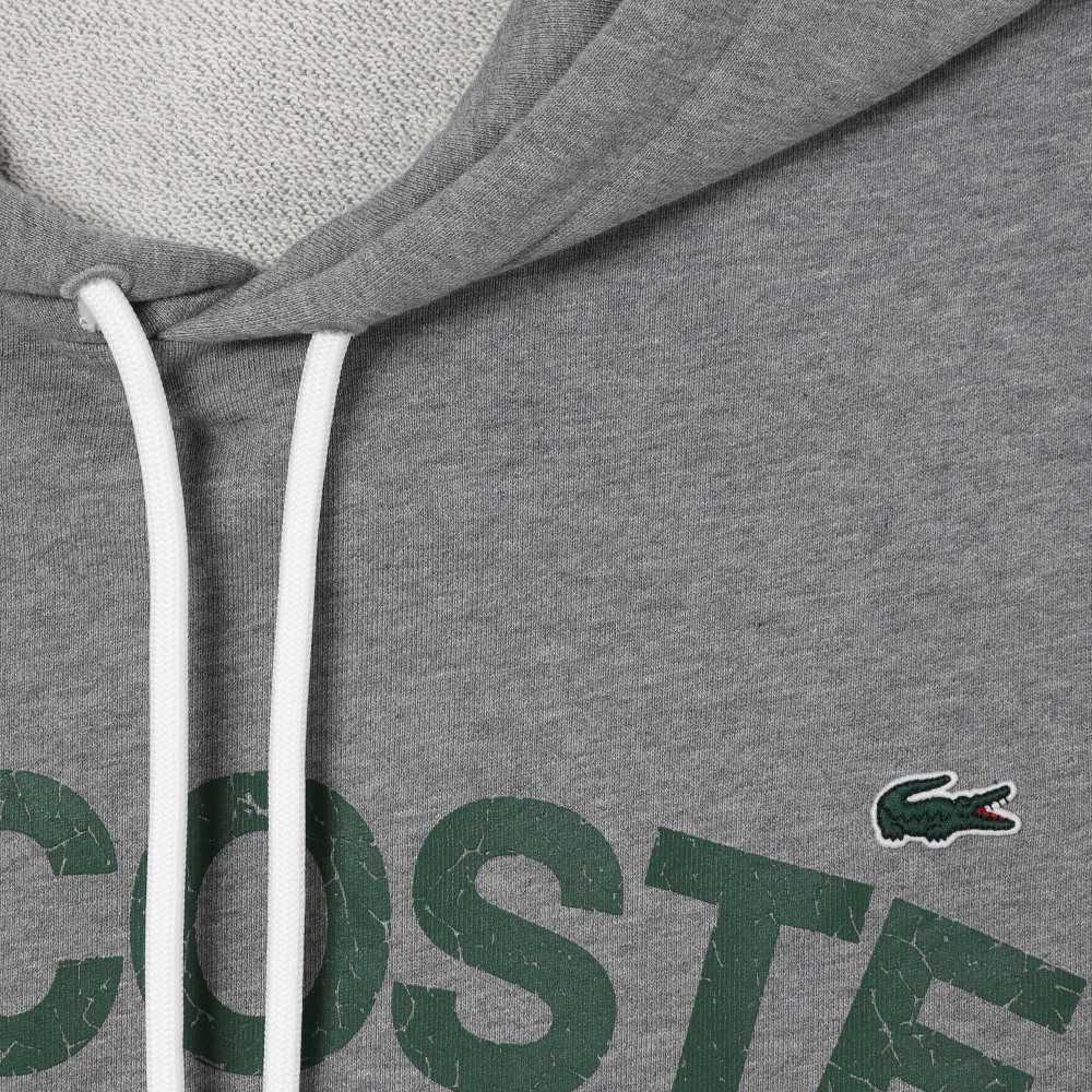 Lacoste Tall Fit Cotton Fleece Hoodie Grey Chine | TWZ-037918