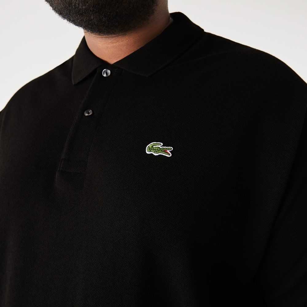 Lacoste Tall Fit Cotton Petit Pique Polo Black | EJU-425318