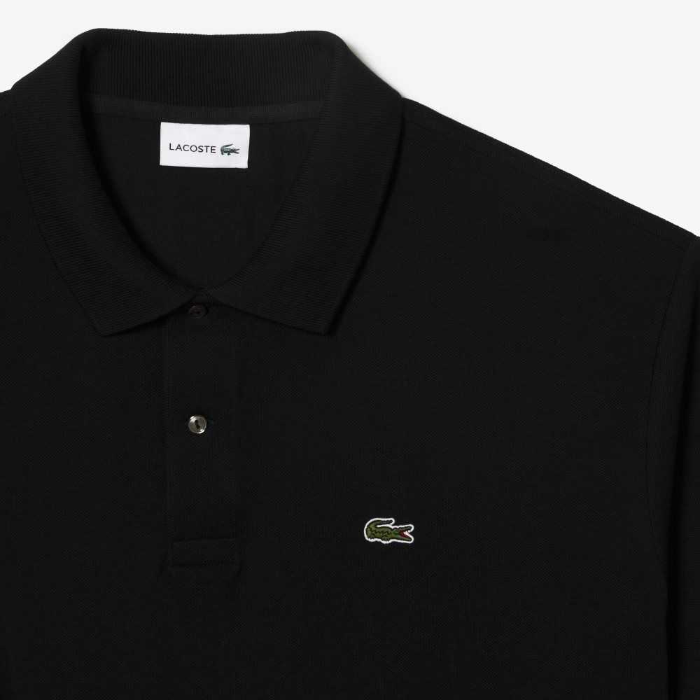 Lacoste Tall Fit Cotton Petit Pique Polo Black | EJU-425318