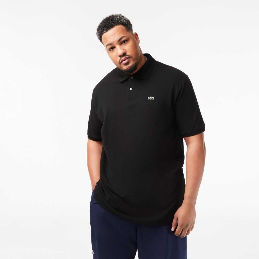 Lacoste Tall Fit Cotton Petit Pique Polo Black | EJU-425318