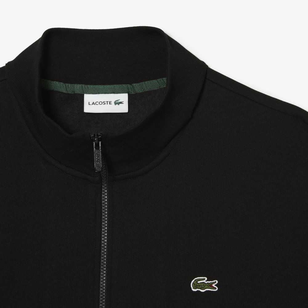 Lacoste Tall Fit Organic Cotton Zip Sweatshirt Black | CYK-596127