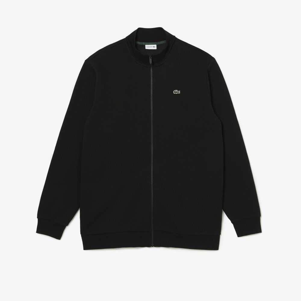 Lacoste Tall Fit Organic Cotton Zip Sweatshirt Black | CYK-596127