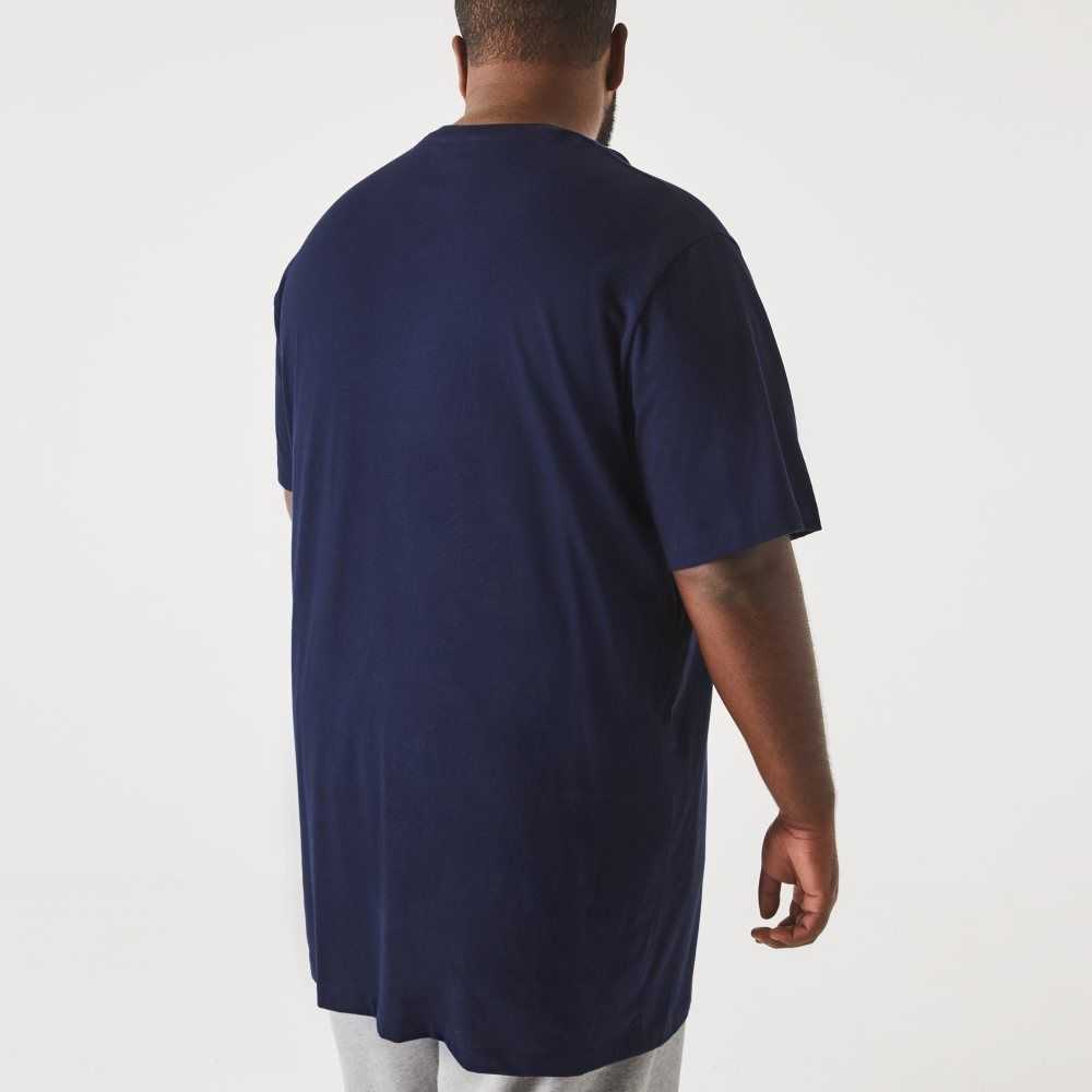 Lacoste Tall Fit Pima Cotton Jersey T-Shirt Navy Blue | IPJ-370412