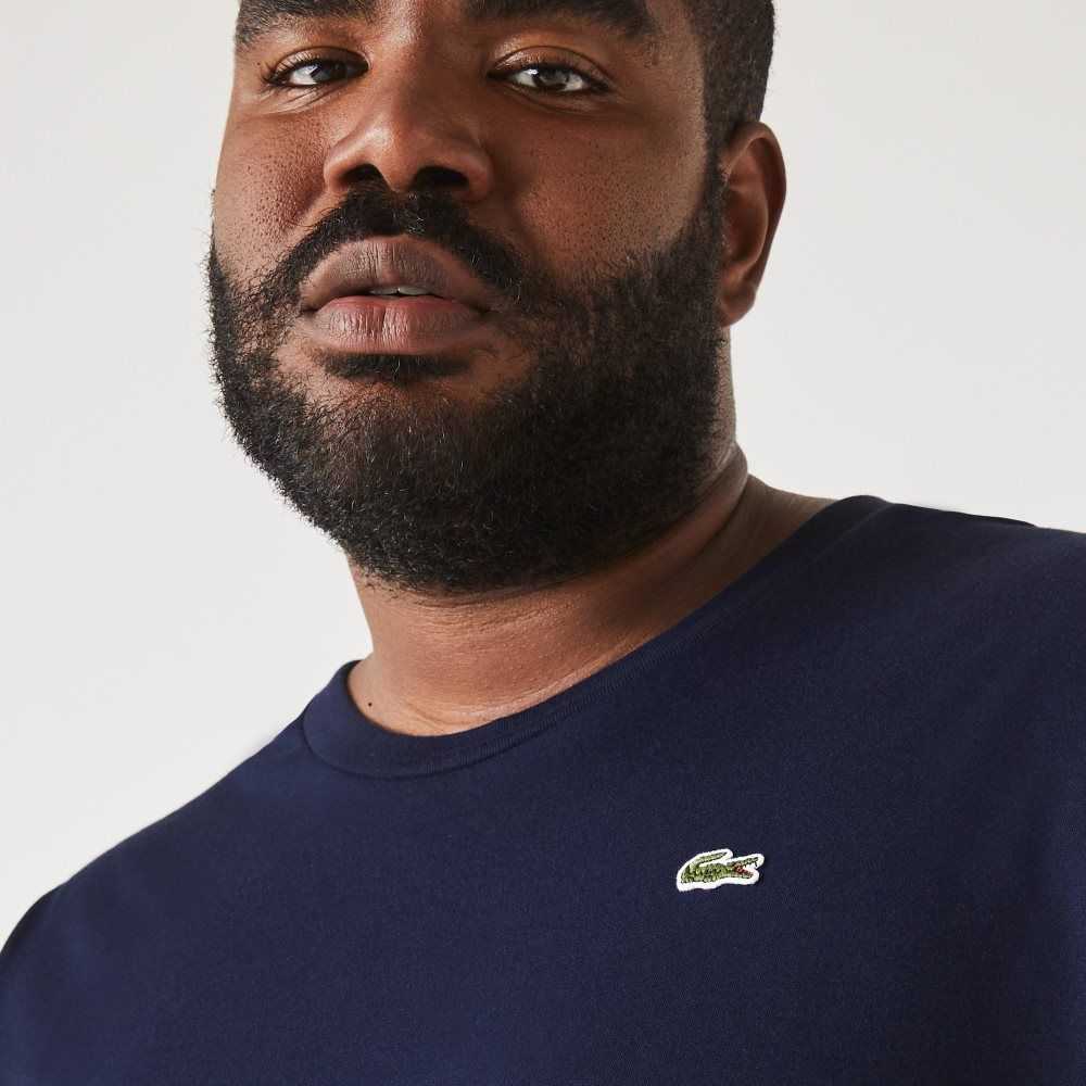 Lacoste Tall Fit Pima Cotton Jersey T-Shirt Navy Blue | IPJ-370412