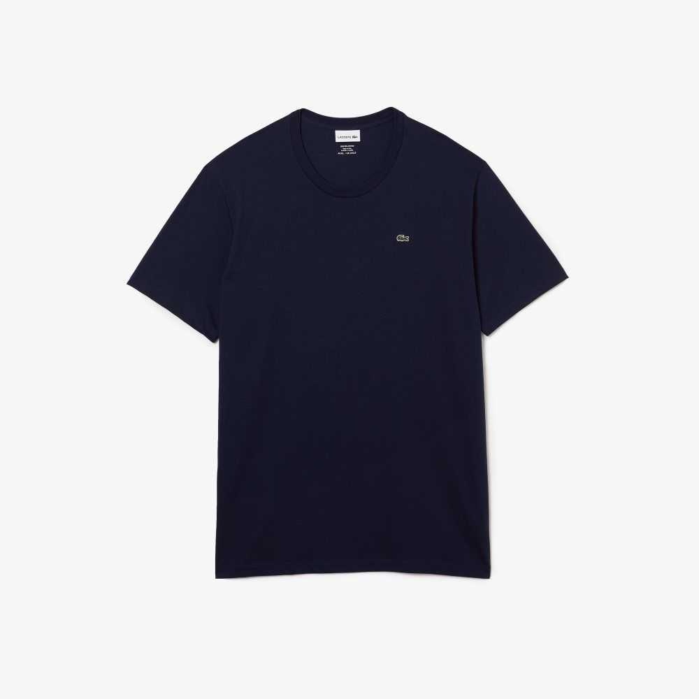 Lacoste Tall Fit Pima Cotton Jersey T-Shirt Navy Blue | IPJ-370412