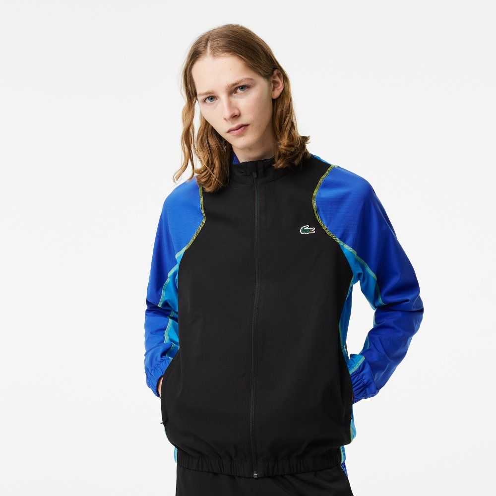 Lacoste Tennis High-Neck Jogger Set Black / Blue / Yellow | GUK-360915