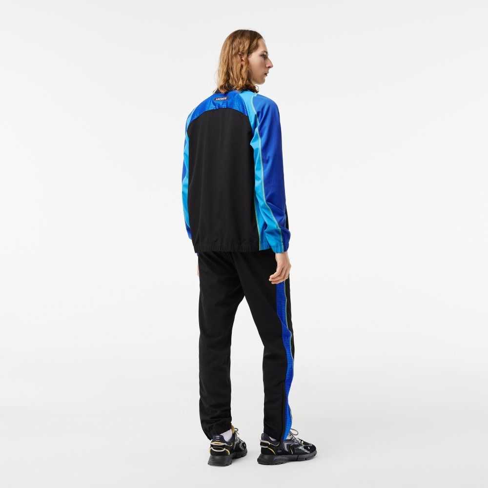 Lacoste Tennis High-Neck Jogger Set Black / Blue / Yellow | GUK-360915