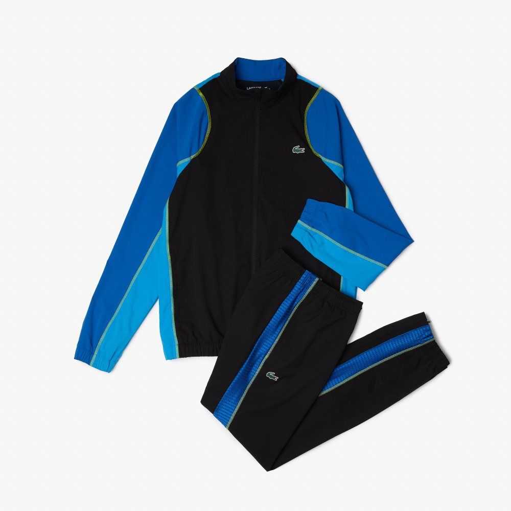 Lacoste Tennis High-Neck Jogger Set Black / Blue / Yellow | GUK-360915