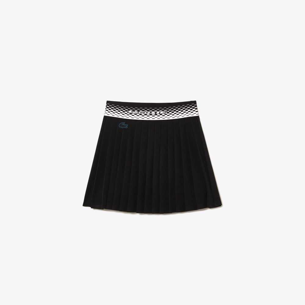 Lacoste Tennis Pleated Skirts with Built-in Shorts Black / Green | UXL-091287