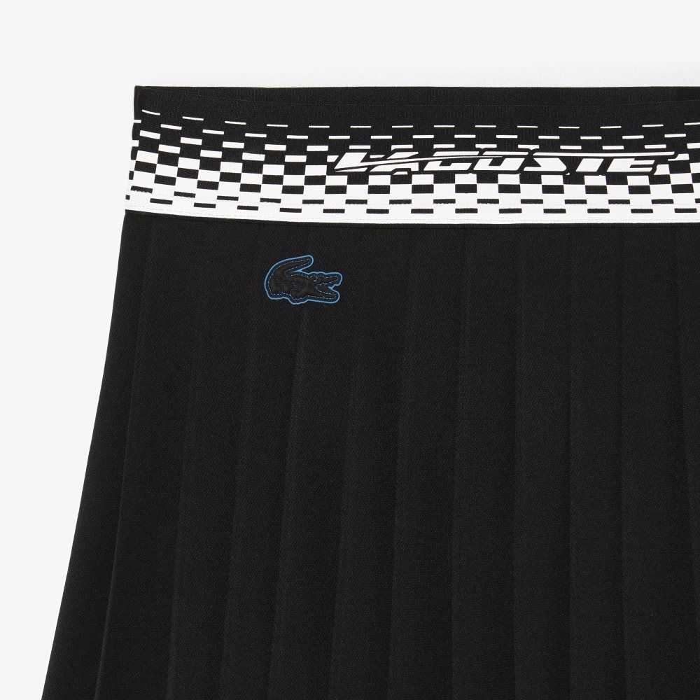 Lacoste Tennis Pleated Skirts with Built-in Shorts Black / Green | UXL-091287