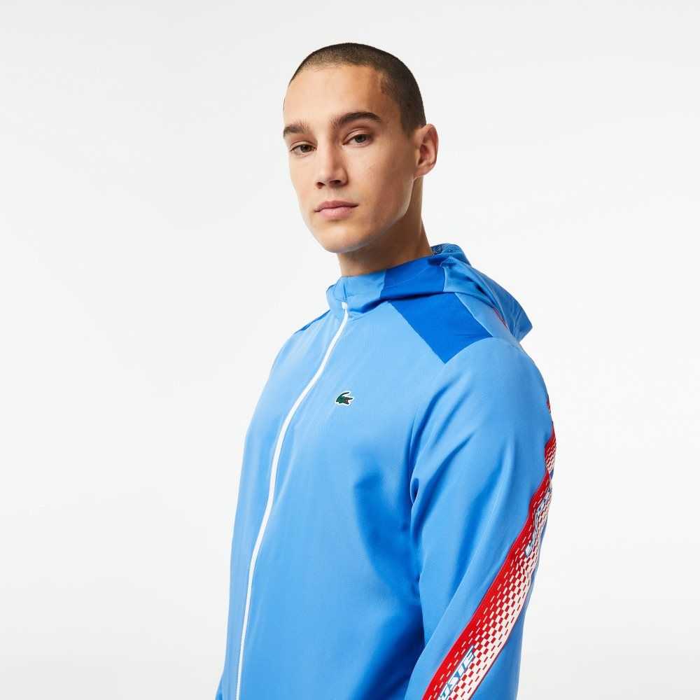 Lacoste Tennis Recycled Polyester Hooded Jacket Blue / White | VTC-109738