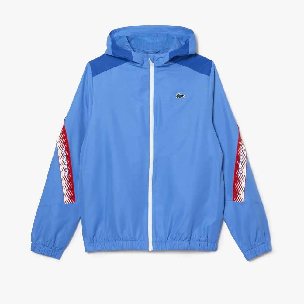 Lacoste Tennis Recycled Polyester Hooded Jacket Blue / White | VTC-109738