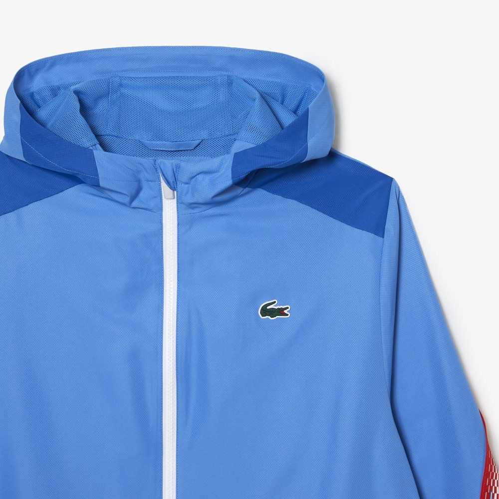 Lacoste Tennis Recycled Polyester Hooded Jacket Blue / White | VTC-109738