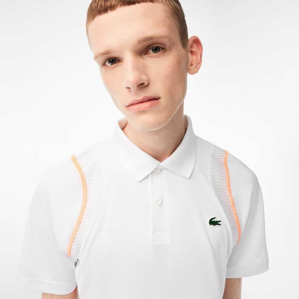 Lacoste Tennis Recycled Polyester Polo Shirt White / Orange | BCM-468571