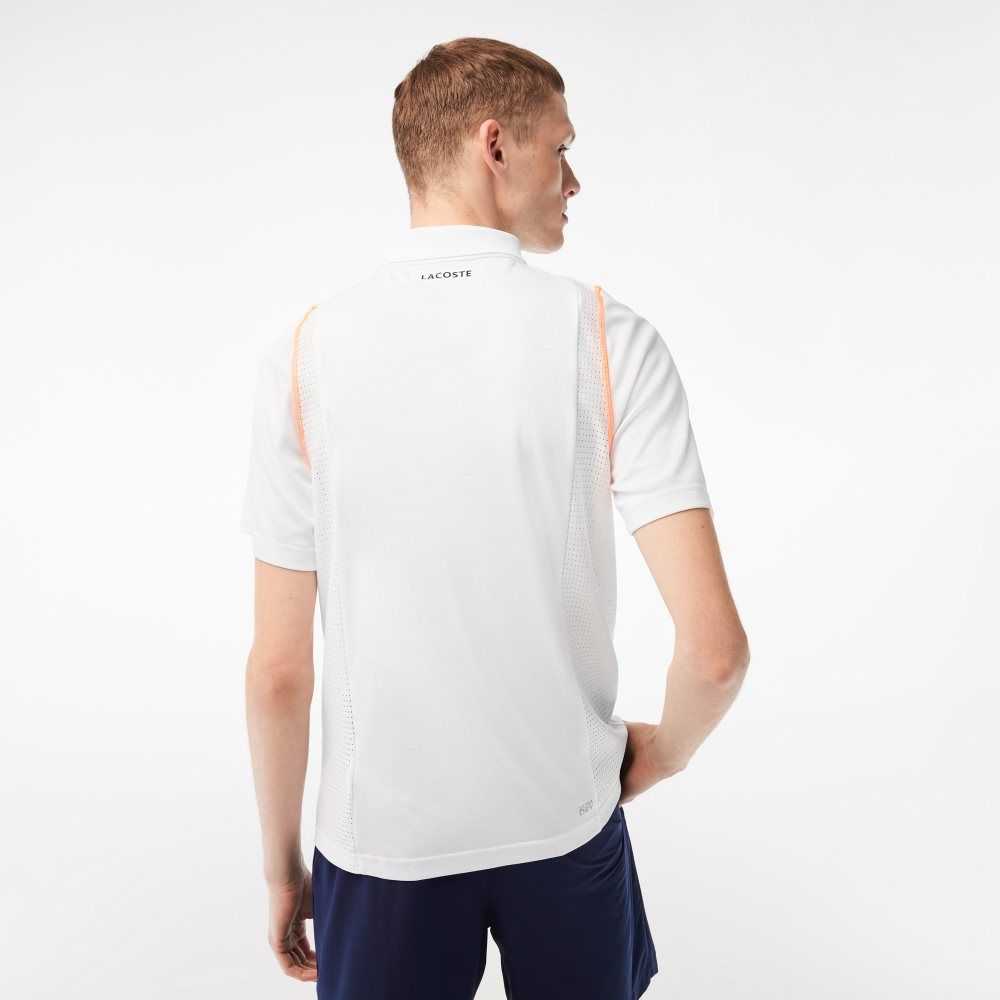 Lacoste Tennis Recycled Polyester Polo Shirt White / Orange | BCM-468571