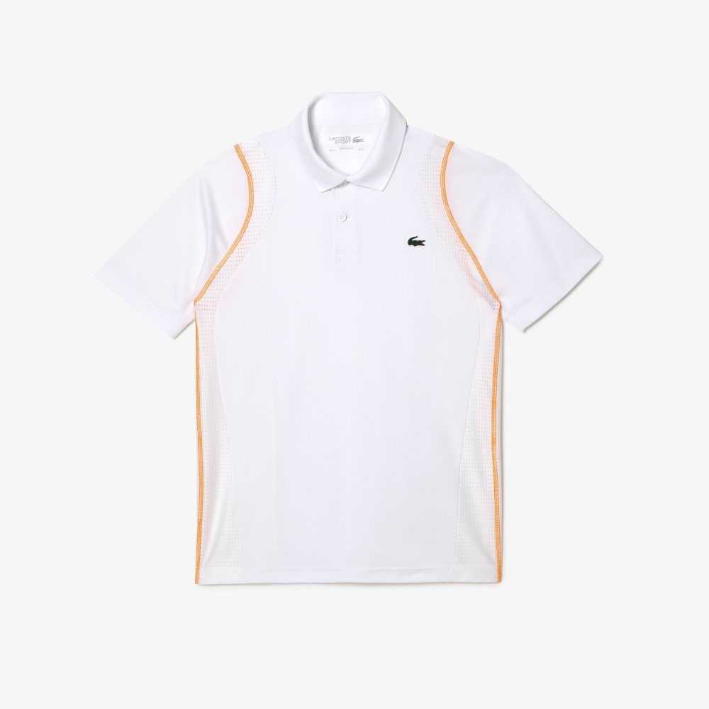 Lacoste Tennis Recycled Polyester Polo Shirt White / Orange | BCM-468571