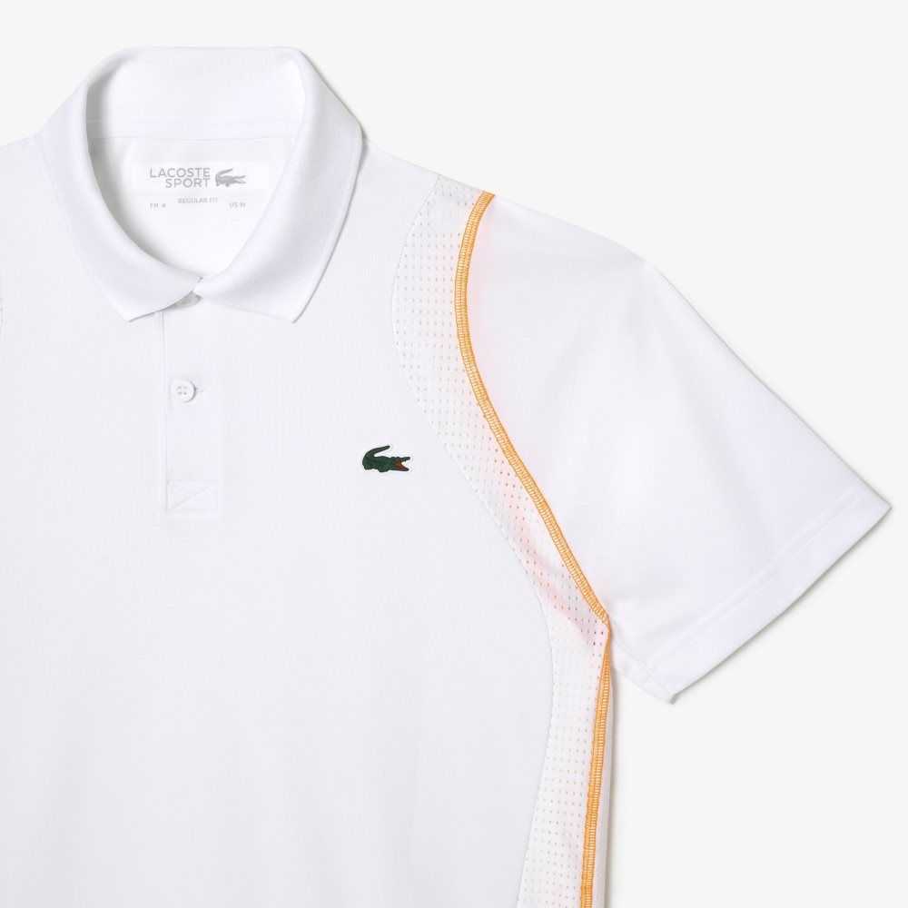 Lacoste Tennis Recycled Polyester Polo Shirt White / Orange | BCM-468571