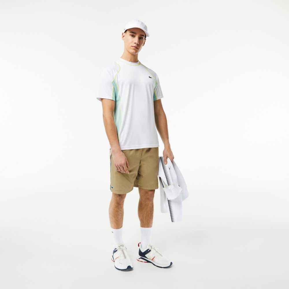 Lacoste Tennis T-Shirt in Tear Resistant Pique White / Light Green / Yellow | HCL-769213