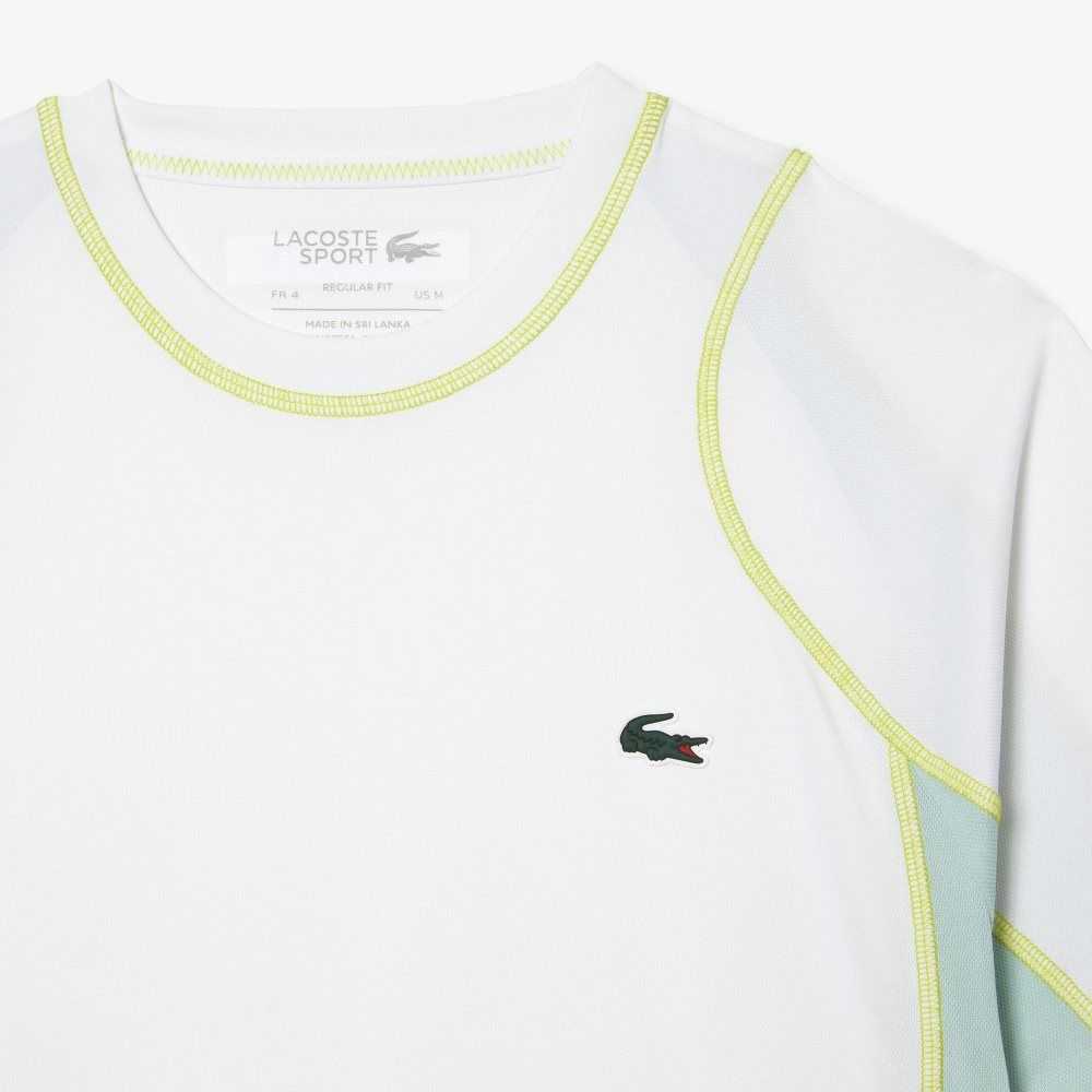 Lacoste Tennis T-Shirt in Tear Resistant Pique White / Light Green / Yellow | HCL-769213