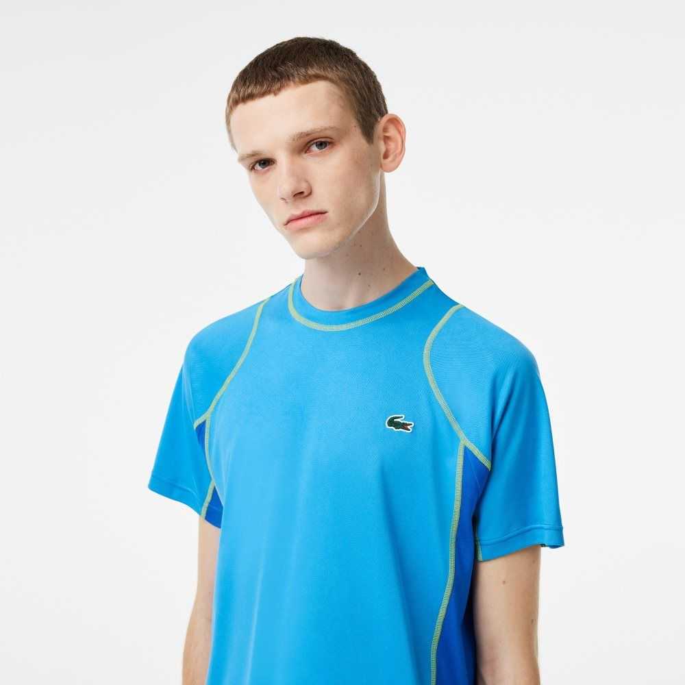 Lacoste Tennis T-Shirt in Tear Resistant Pique Blue / Yellow | MIL-479038