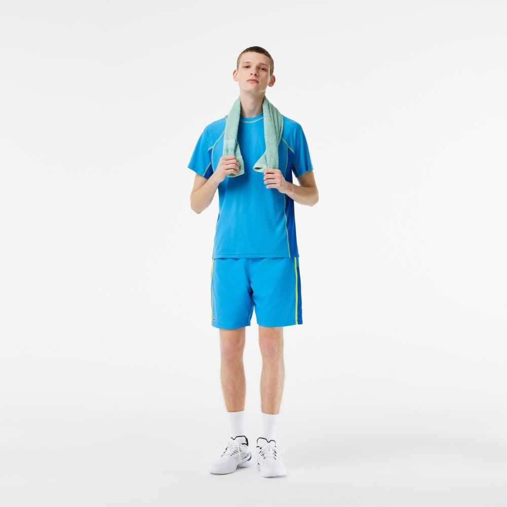 Lacoste Tennis T-Shirt in Tear Resistant Pique Blue / Yellow | MIL-479038