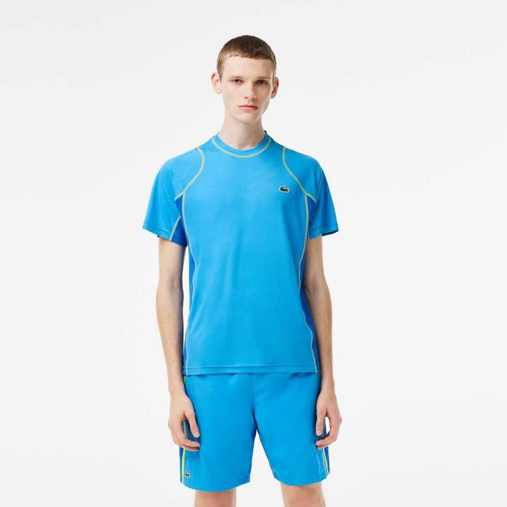 Lacoste Tennis T-Shirt in Tear Resistant Pique Blue / Yellow | MIL-479038