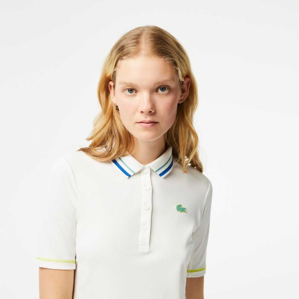 Lacoste Tennis Ultra-Dry Pique Polo White | CAR-368105