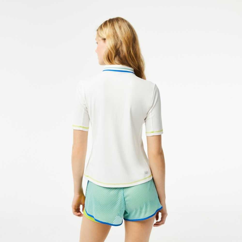 Lacoste Tennis Ultra-Dry Pique Polo White | CAR-368105