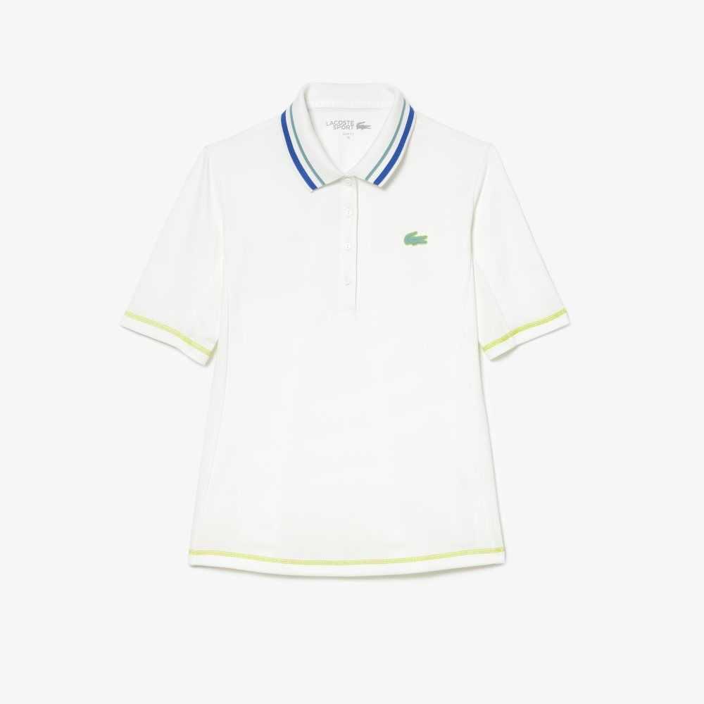 Lacoste Tennis Ultra-Dry Pique Polo White | CAR-368105