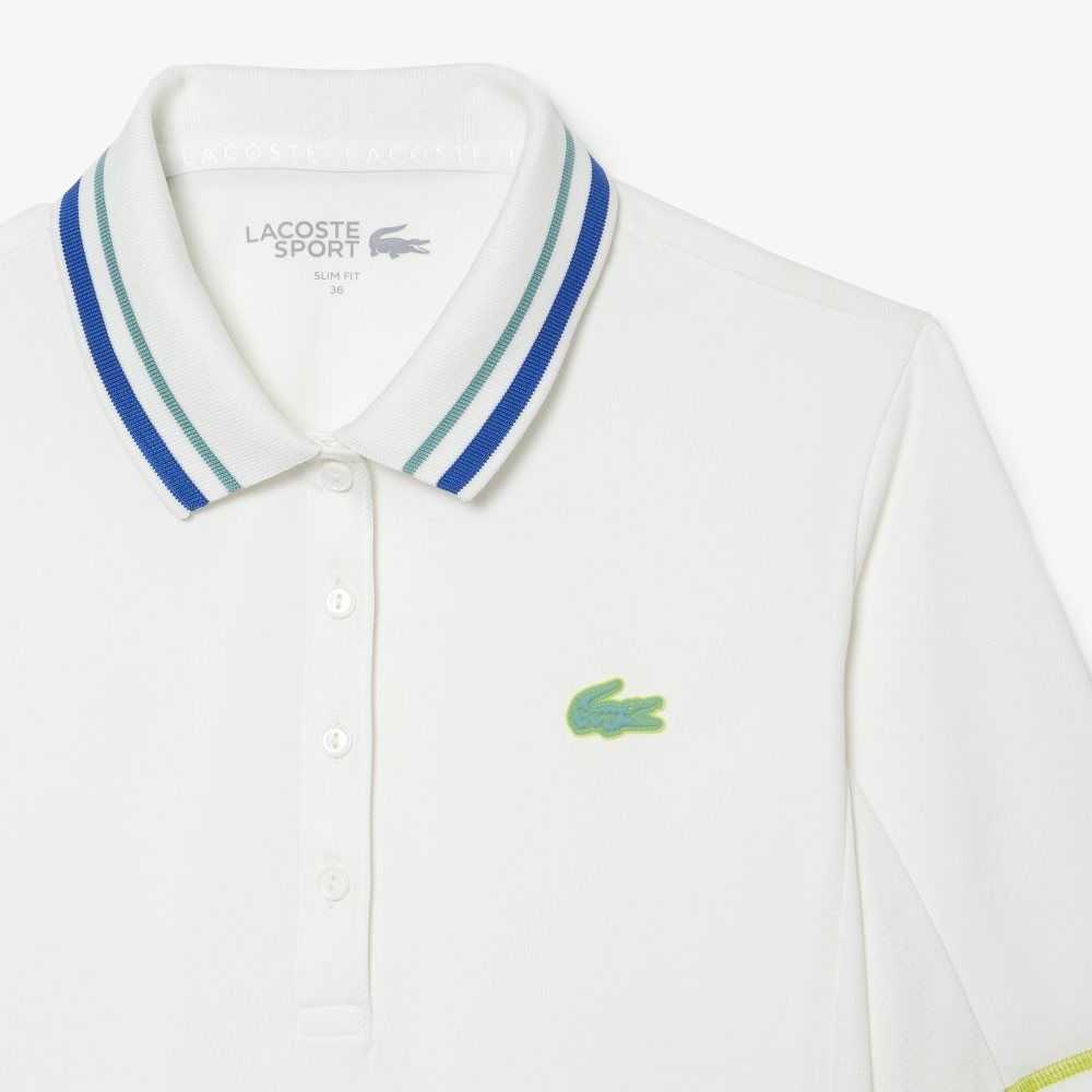 Lacoste Tennis Ultra-Dry Pique Polo White | CAR-368105