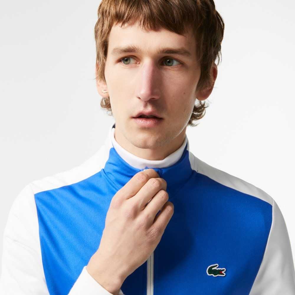 Lacoste Tennis Zipped Ripstop Sweatshirt Blue / White / Blue | JYX-516072