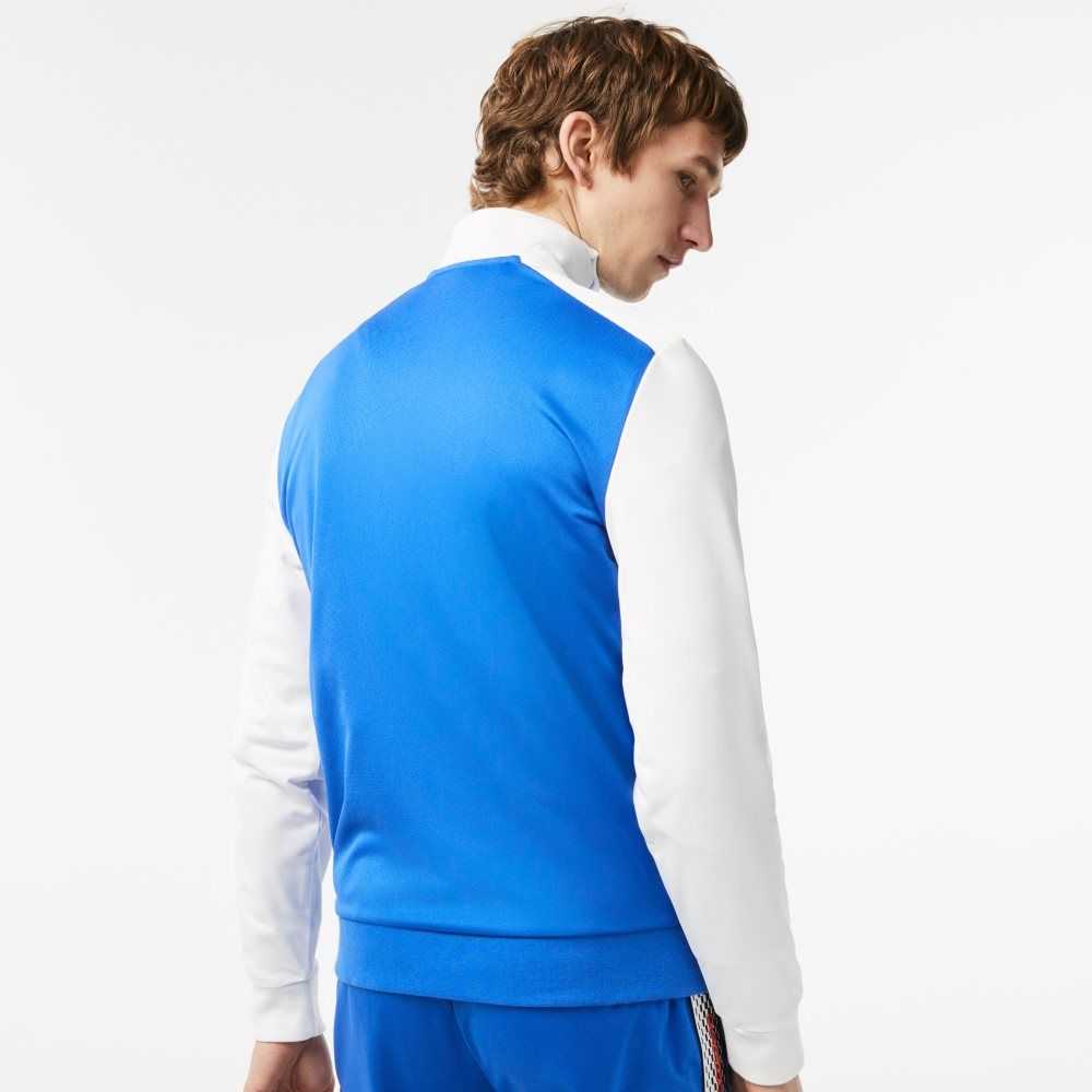 Lacoste Tennis Zipped Ripstop Sweatshirt Blue / White / Blue | JYX-516072